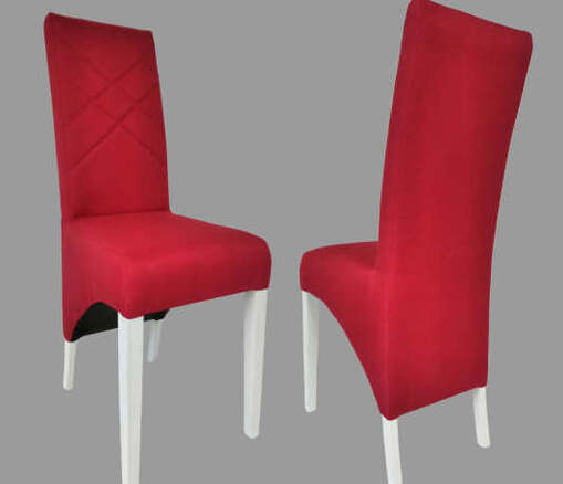 Nowoczesne krzesło drewniane tapicerowane z minimalistycznym designem i czarnymi, lakierowanymi nogami, pasujące do nowoczesnych wnętrz