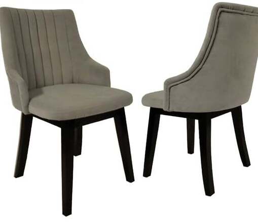 Nowoczesne krzesło drewniane tapicerowane z minimalistycznym designem i czarnymi, lakierowanymi nogami, pasujące do nowoczesnych wnętrz