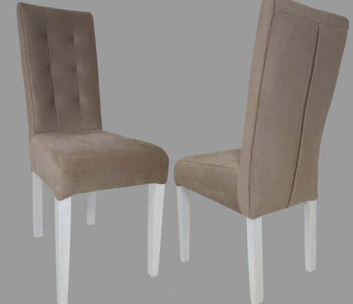 Nowoczesne krzesło drewniane tapicerowane z minimalistycznym designem i czarnymi, lakierowanymi nogami, pasujące do nowoczesnych wnętrz